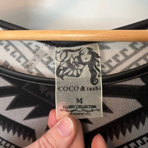 COCO @ tashi. Classic Collection. Patterned Long Shirt or Dress. Black and Grey - Picture 8 of 8